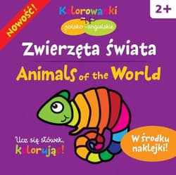 Zwierzęta świata. Kolorowanki polsko-angielskie z naklejkami - Krystyna Bardos