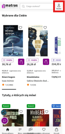 Widok konta użytkownika na telefonie